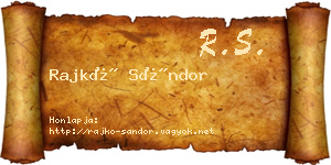 Rajkó Sándor névjegykártya